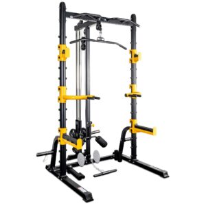 reeplex rm70 heavy duty squat rack with lat pulldown seated row